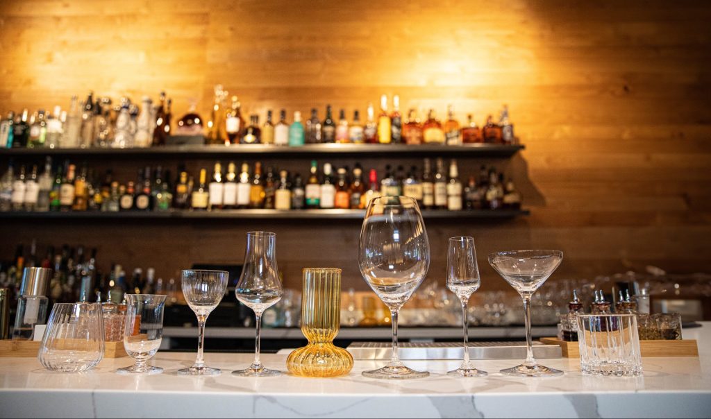 Glassware on bar top