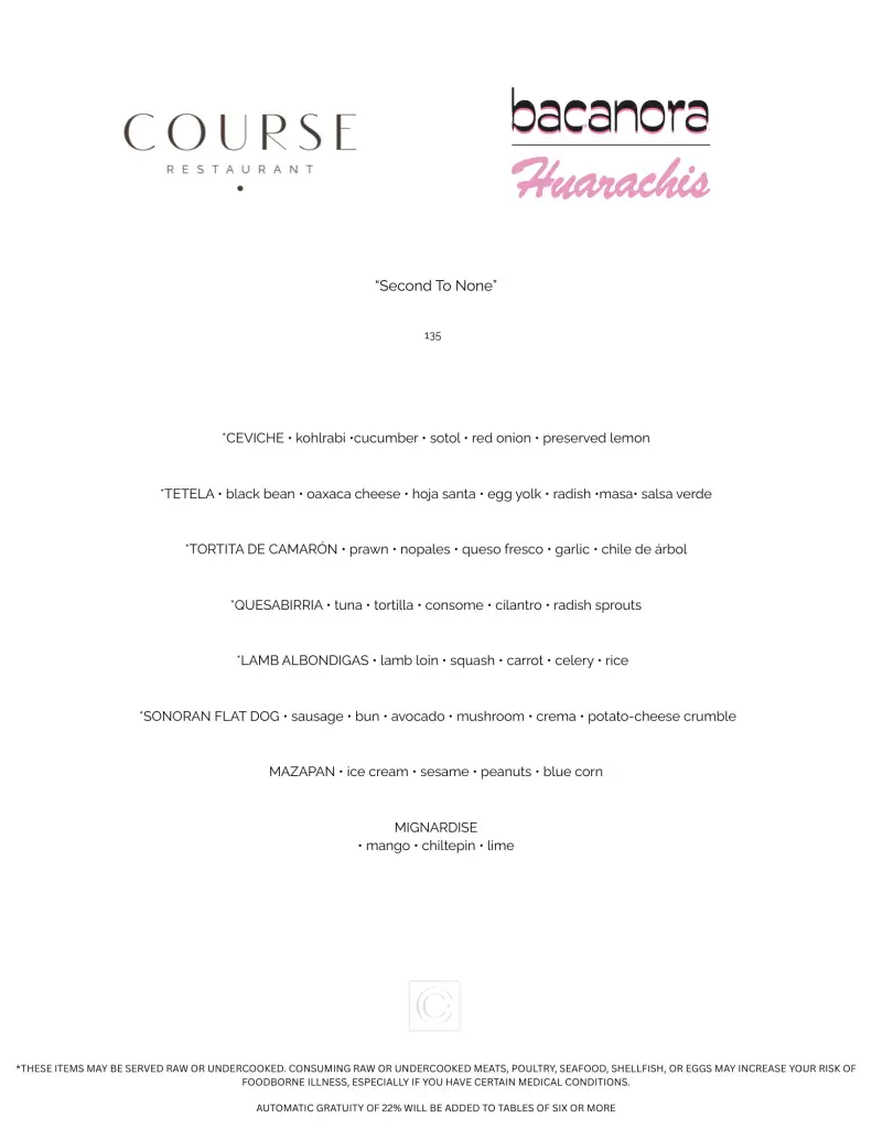 Course x Bacanora Second to None Sous Chef Collaboration