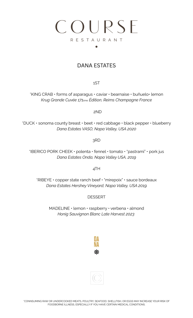 DANA Estates Wine Dinner at COURSE Restaurant