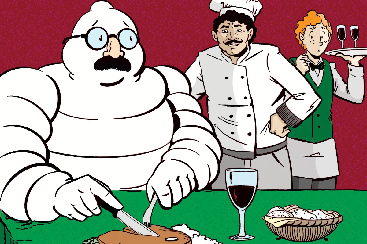 Michelin man graphic with chef
